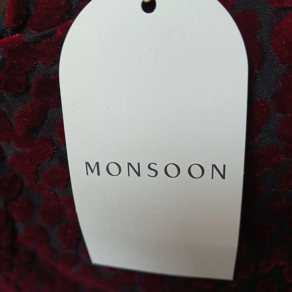 MONSOON BRIA  BURN OUT MIDI  RED DRESS SIZE M