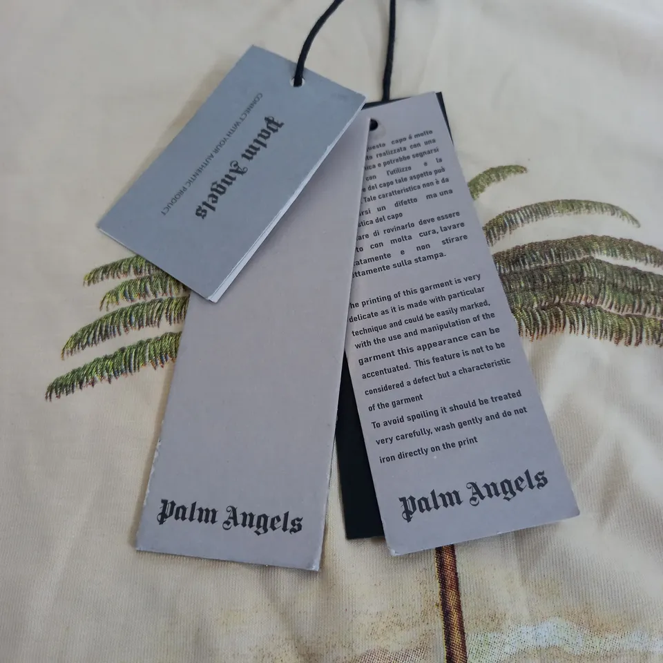 PALM ANGELS TAB.3 TREE GRAPHIC T-SHIRT IN CREAM - SMALL