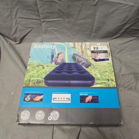 BESTWAY INFLATABLE AIR BED – 1.85M X 0.76M X 0.22M, 22CM THICK, BOXED