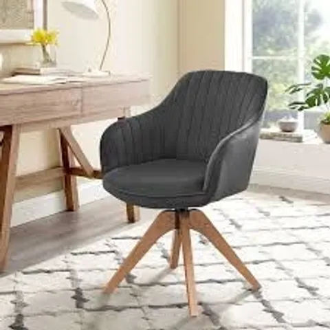 BOXED DESK CHAIR NO WHEELS WITH 360° SWIVEL SEAT DINING CHAIR - GREY