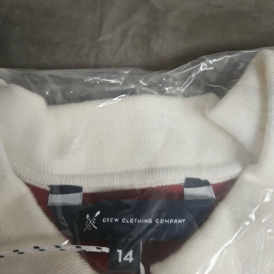 CREW CLOTHING ROSA KNITTED RUGBY JUMPER – WOMEN’S UK 14, RED MARL