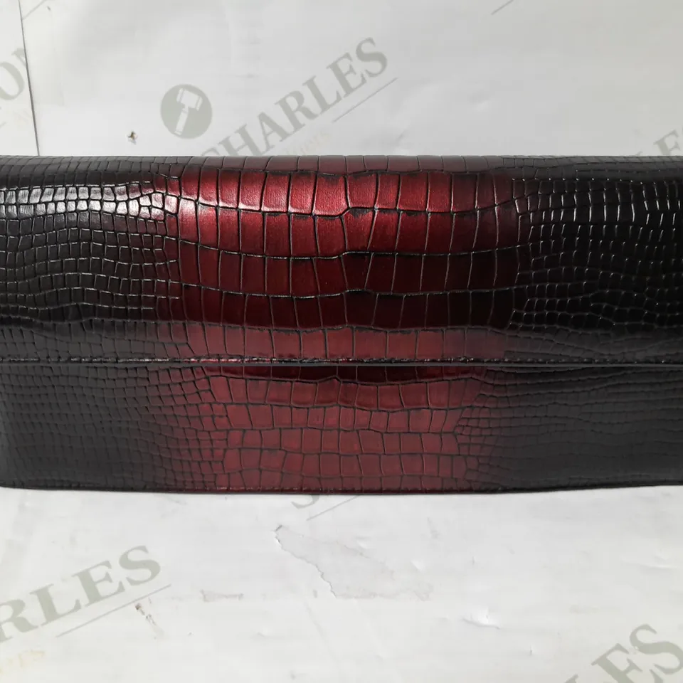 ASPINALL LONDON SNAKE SCALES EFFECT PURSE IN WINE RED