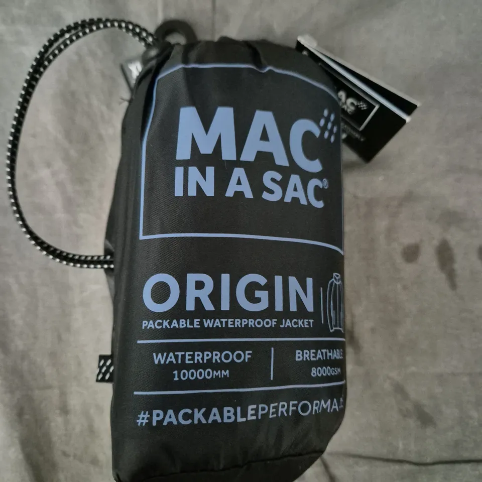 MAC IN A SAC ORIGIN 2 ADULT WATERPROOF PACKABLE JACKET – JET BLACK, UK XL