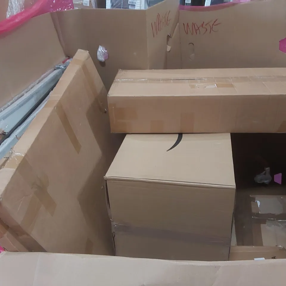 PALLET OF ASSORTED ITEMS INCLUDING: CEILING FAN LIGHTS, SHOWER MIXER SYSTEM, SCOOTER, HOT-DIPPED GALVANISED HARDWARE CLOTH, PICTURE FRAME SET ECT
