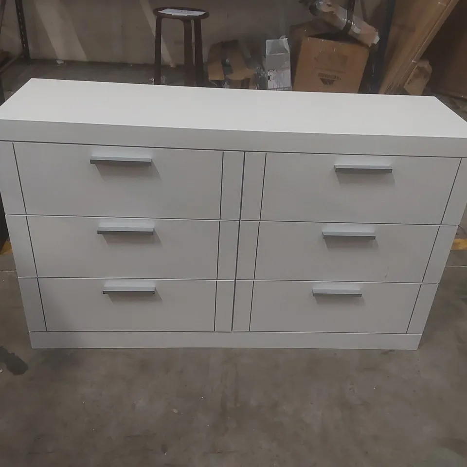 WHITE 6-DRAWER CHEST OF DRAWERS – TWO-COLUMN STORAGE UNIT