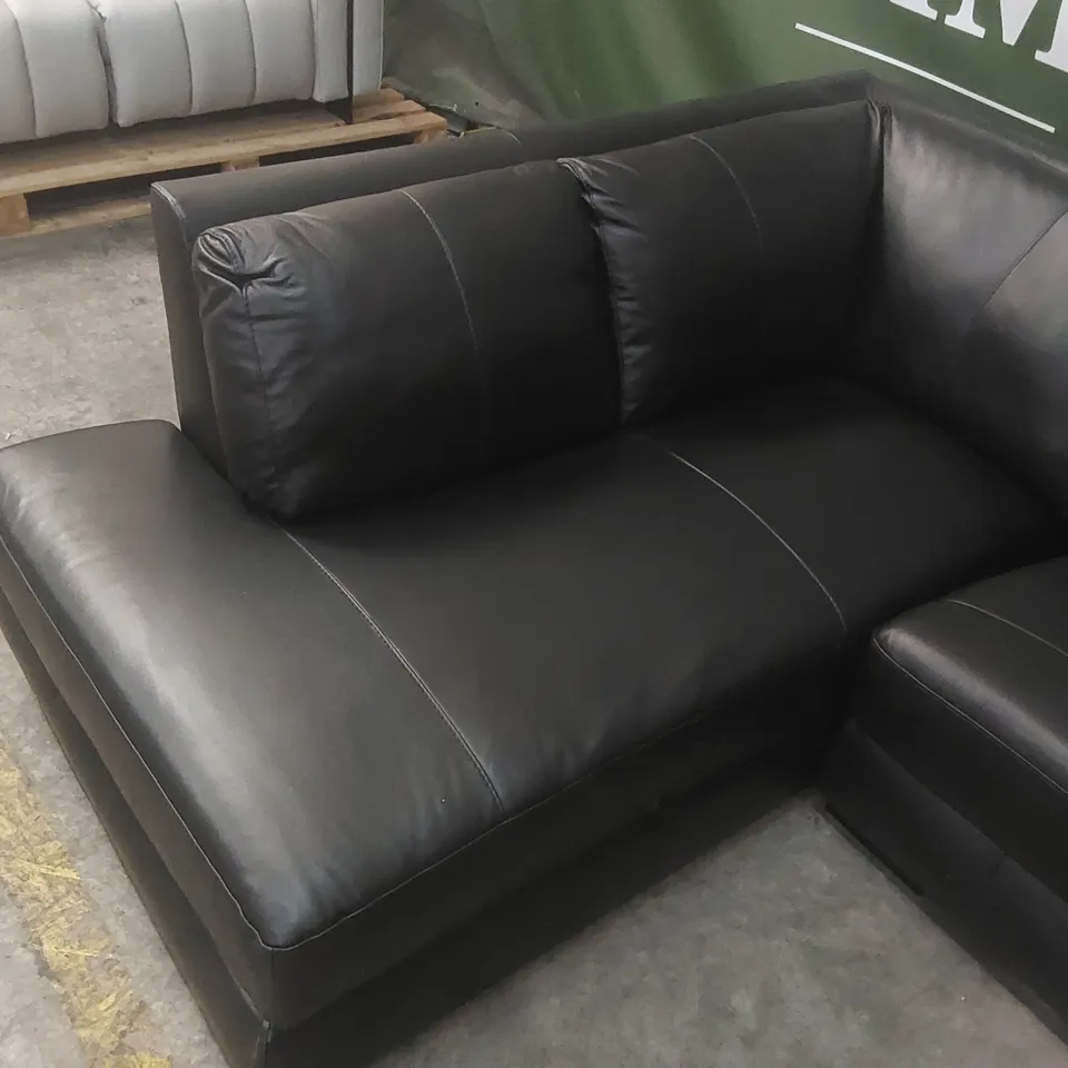 QUALITY DESIGNER MARLOW ITALIAN LEATHER LEFT HAND CORNER CHAISE