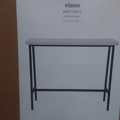 BOXED VIXEN BAR TABLE IN BLACK AND WHITE - H110 X W91 XD40 CM