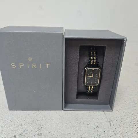 SPIRIT WATCH – BLACK DIAL, GOLD-TONE SQUARE CASE, TWO-TONE BRACELET 