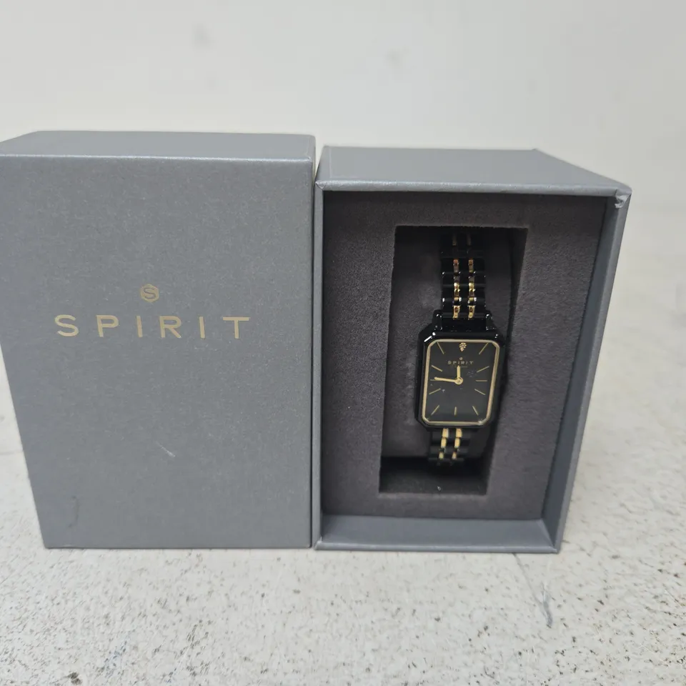 SPIRIT WATCH – BLACK DIAL, GOLD-TONE SQUARE CASE, TWO-TONE BRACELET