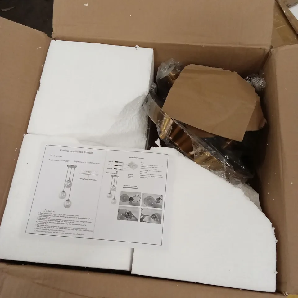 BOXED SPIRAL CHANDELIER LIGHT, AMBER (1 BOX)