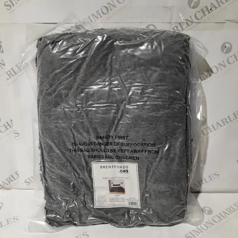 BRENTFORDS BY ODS TEDDY FLEECE DUVET SET IN GREY