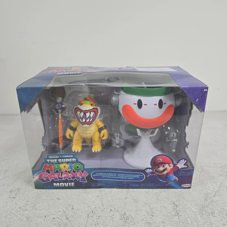 THE SUPER MARIO GALAXY MOVIE BOWSER JR. CLOWN CAR & SNOWMAN FIGURE SET