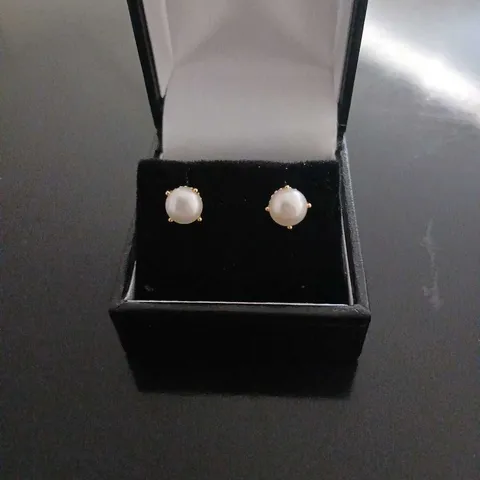 DIAMONIQUE PEARL STUD SET OF OF STERLING SILVER GOLD PLATED EARRINGS