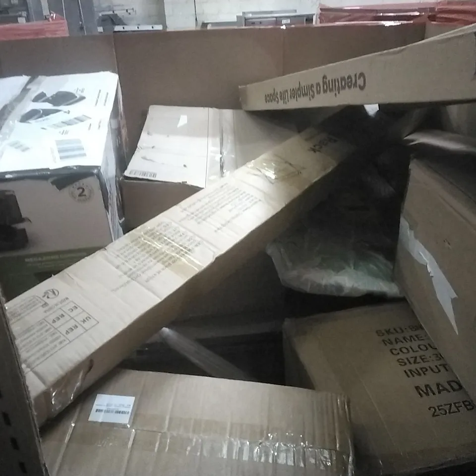 PALLET OF HOUSEHOLD ITEMS TO INCLUDE TOILET SEAT,WINDOW BLINDS,WATER PILLOW AND OTHER ASSORTED ITEMS...