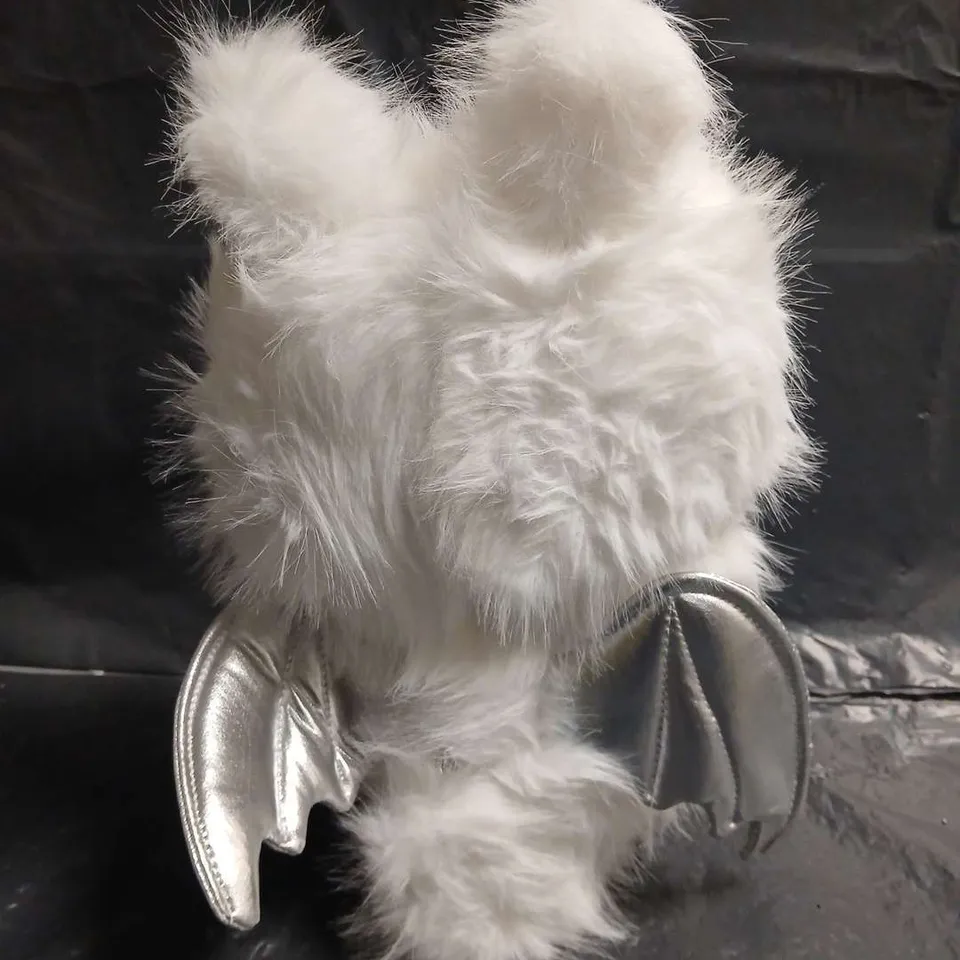 ZIMOMO ORIGINAL FLUFFY WHITE PLUSH CREATURE WITH SILVER WINGS