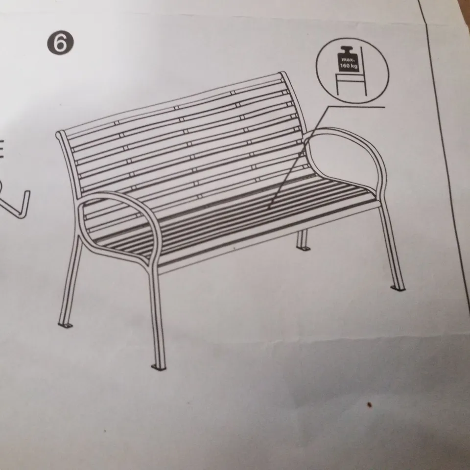 BOXED GREY METAL GARDEN BENCH