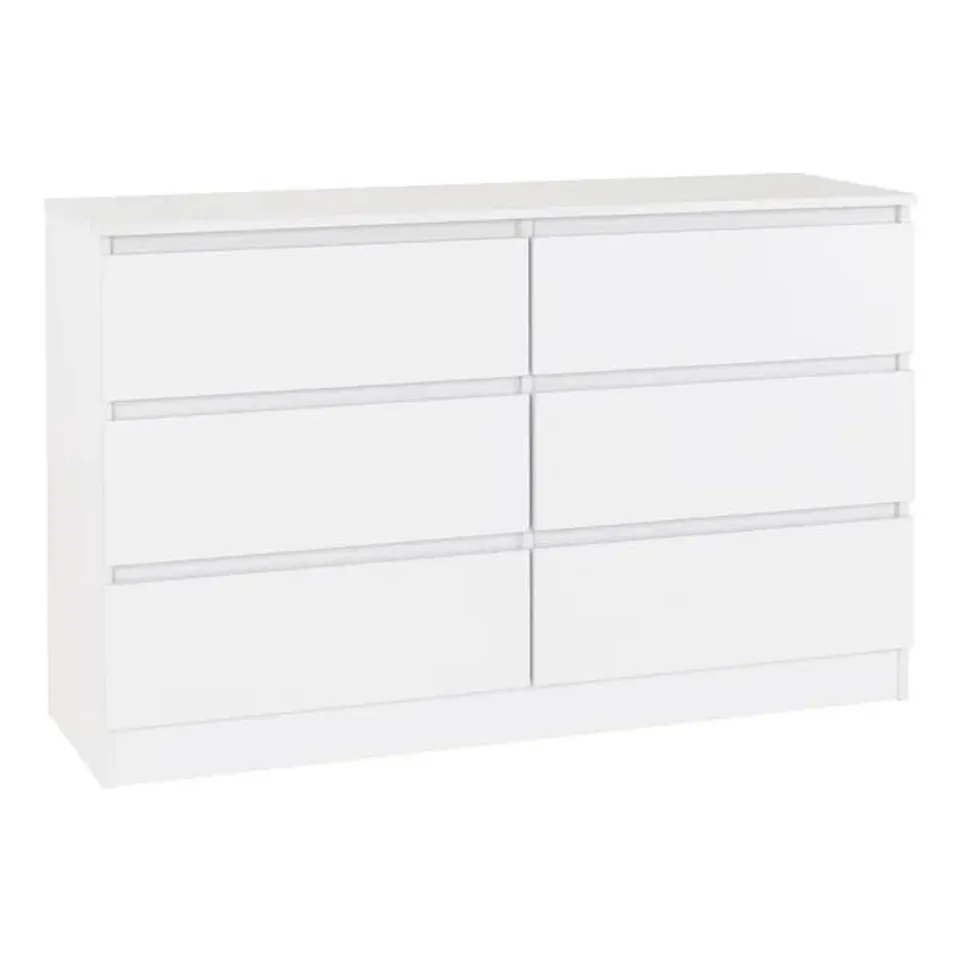 BOXED MALVERN WHITE 6 DRAWER CHEST (2 BOXES)