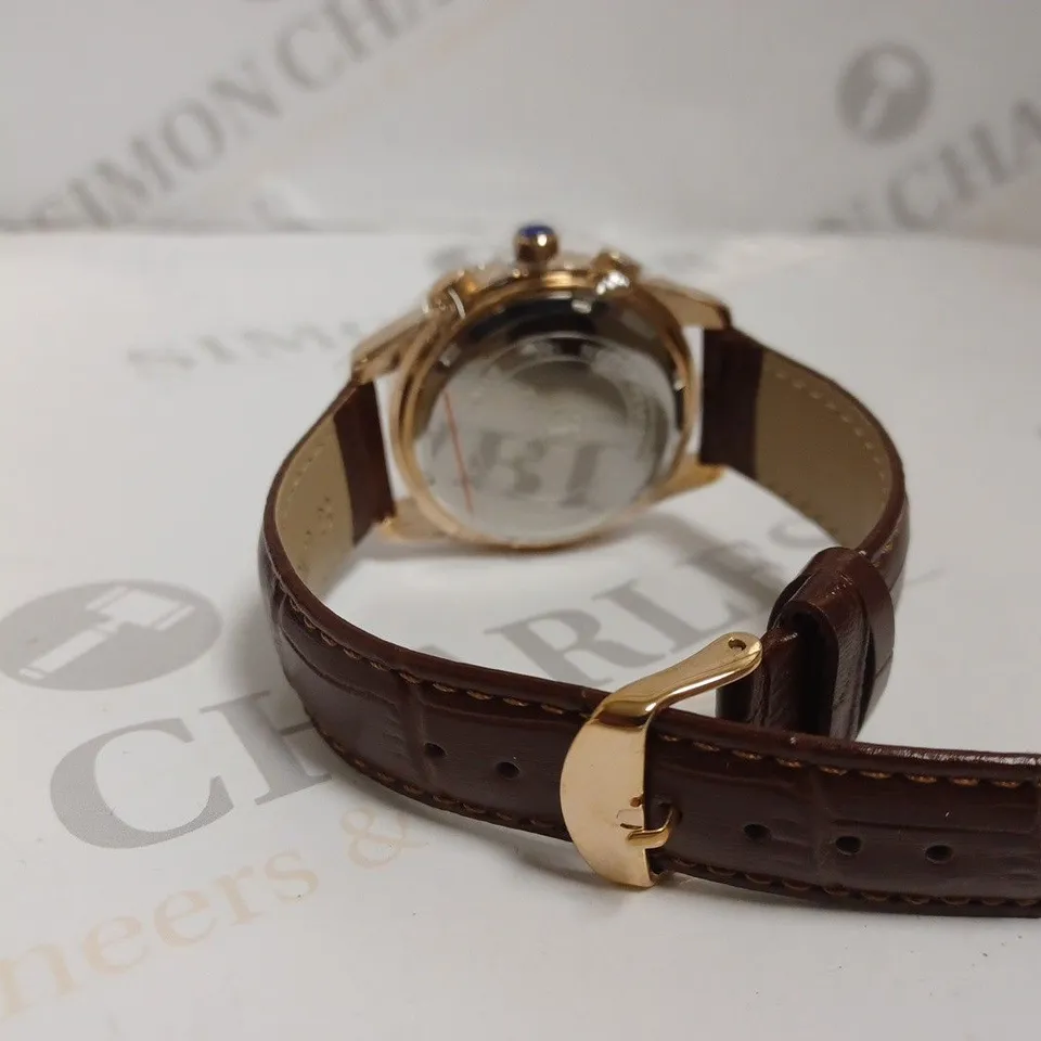 BOXED TALIS CO LUXURY CHRONOGRAPH WATCH WITH LEATHER STRAP 