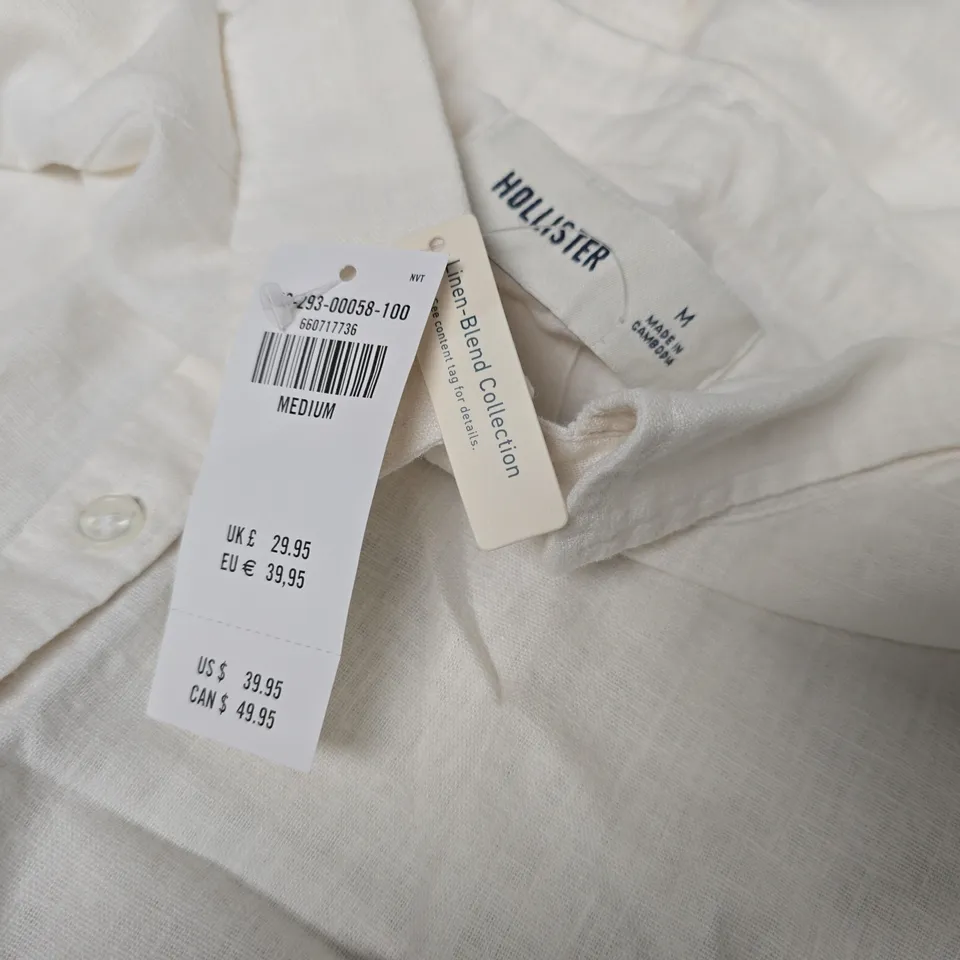 HOLLISTER LINEN BLEND LONG SLEEVE SHIRT - MED