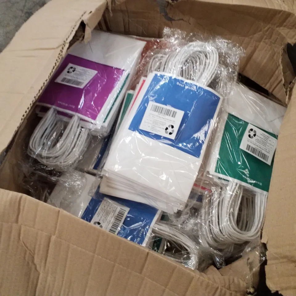 BOX CONTAINING APPROXIMATELY 180 PAPER GIFT BAGS