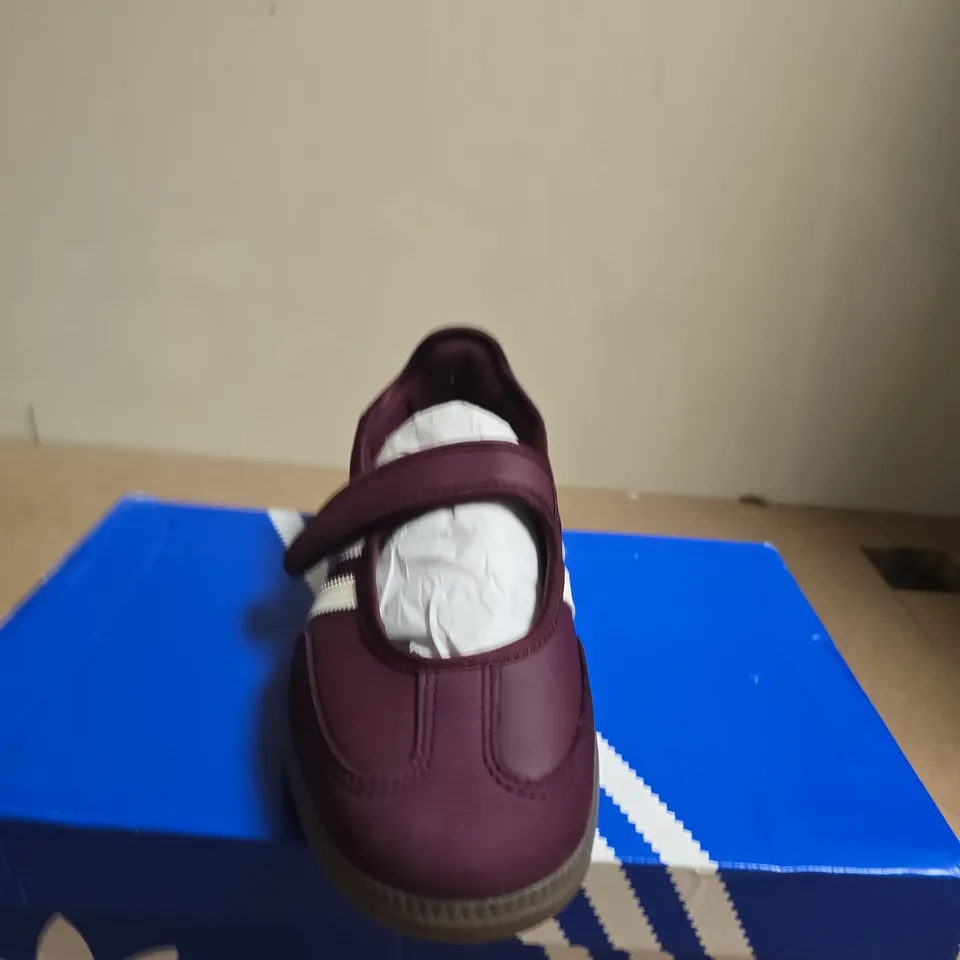 BOXED PAIR OF ADIDAS SAMBA JANE W WOMEN'S SHOES – MAROON, UK 6.5
