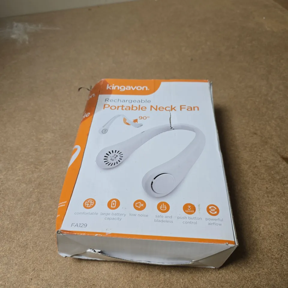 BOX OF APPROXIMATELY 12 ASSORTED ITEMS INCLUDING UGREEN POWERBANK , PORTABLE NECK FAN AND PORTABLE LAMP ARM 