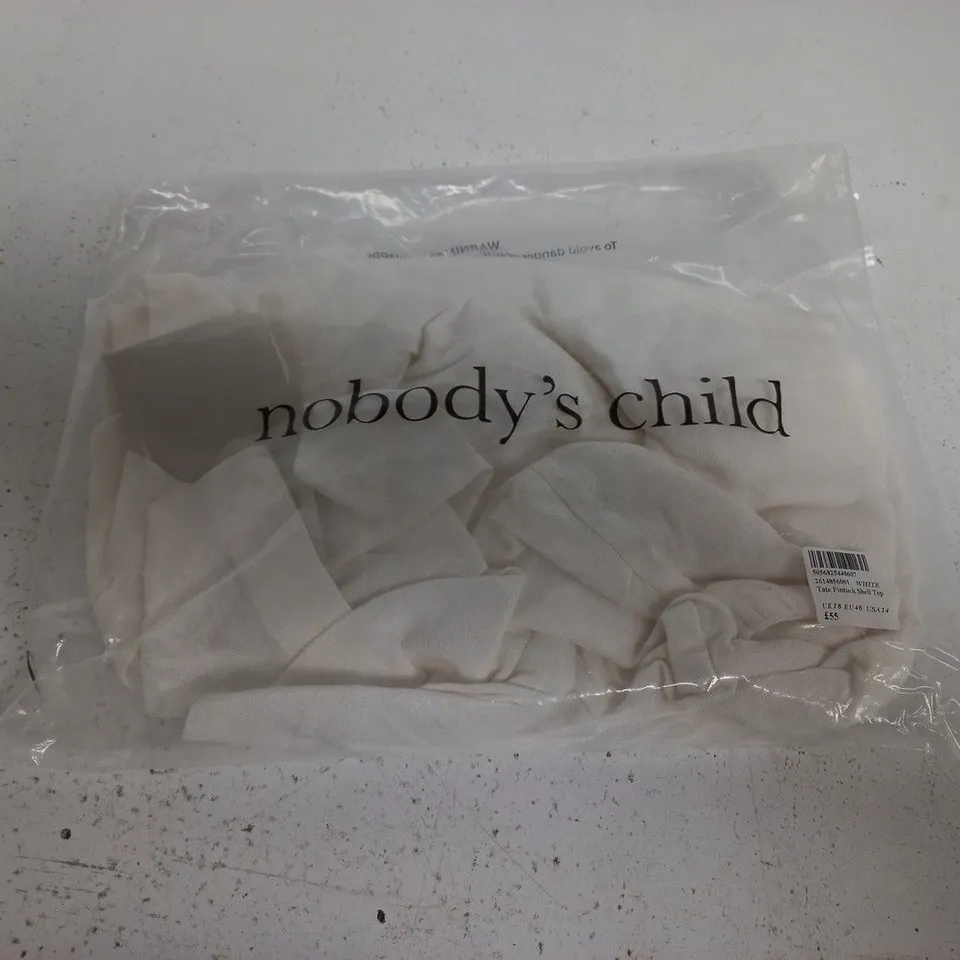 NOBODY'S CHILD WHITE TATE PINTUCK SHELL TOP UK 18 