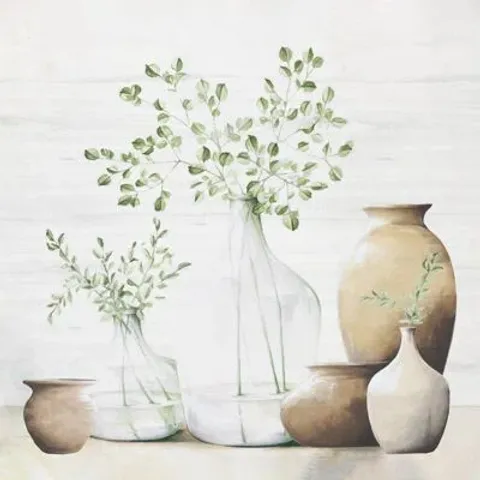 PLANTS STILL LIFE WITH POTS - WRAPPED CANVAS ART PRINTS