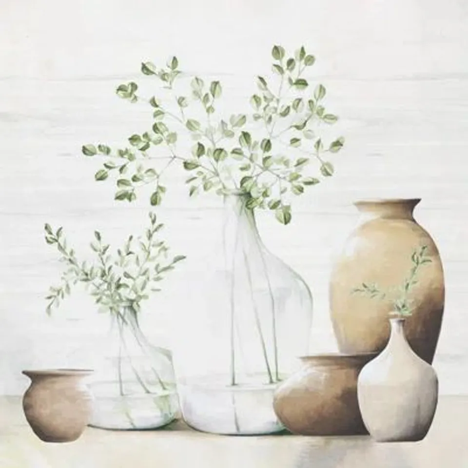 PLANTS STILL LIFE WITH POTS - WRAPPED CANVAS ART PRINTS