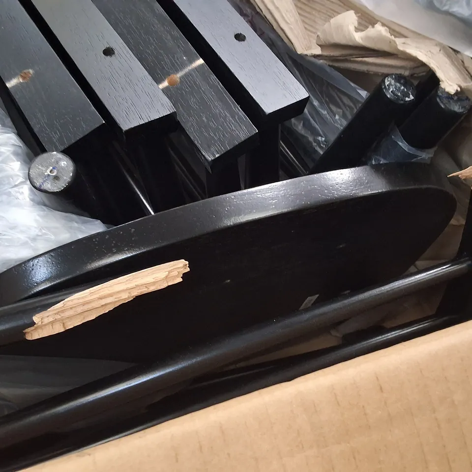 SET OF 4 BLACK WOODEN DINING CHAIRS