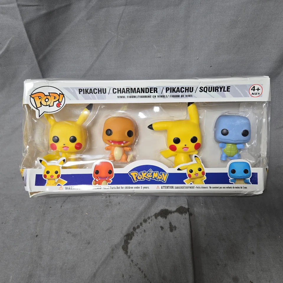 POKÉMON VINYL FIGURE SET OF 4  – PIKACHU, CHARMANDER, PIKACHU & SQUIRTLE – BOXED