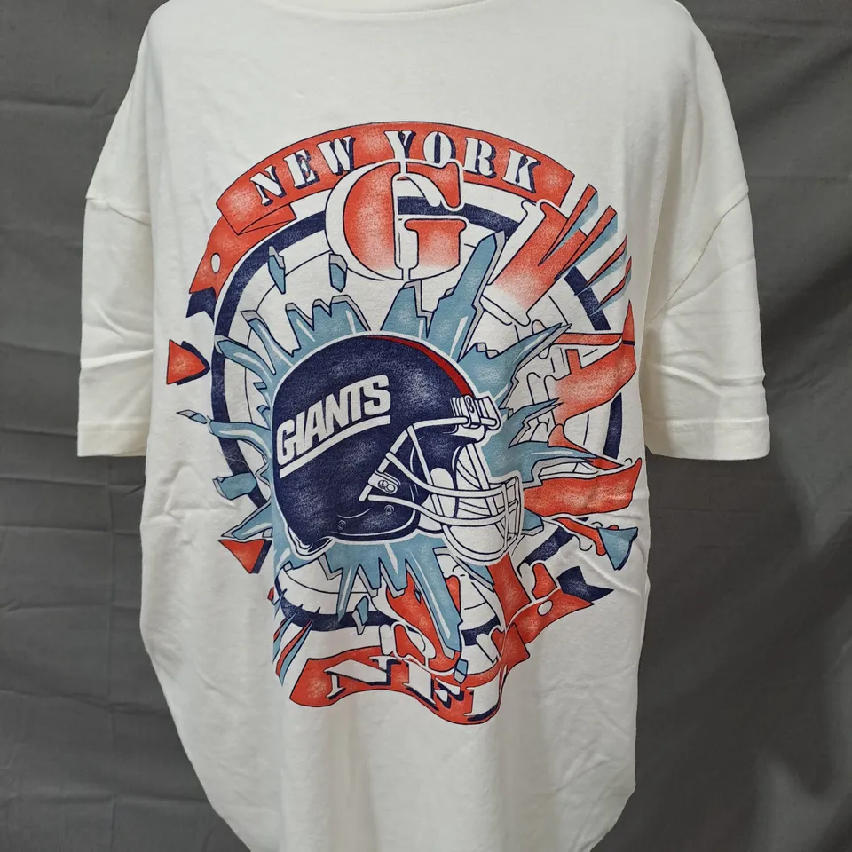 ABERCROMBIE & FITCH NFL NEW YORK GIANTS T-SHIRT IN CREAM SIZE LARGE