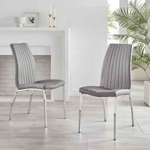 BOXED SET OF 2 ELEPHANT GREY ISCO DINING CHAIRS