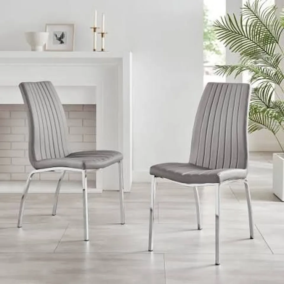 BOXED SET OF 2 ELEPHANT GREY ISCO DINING CHAIRS