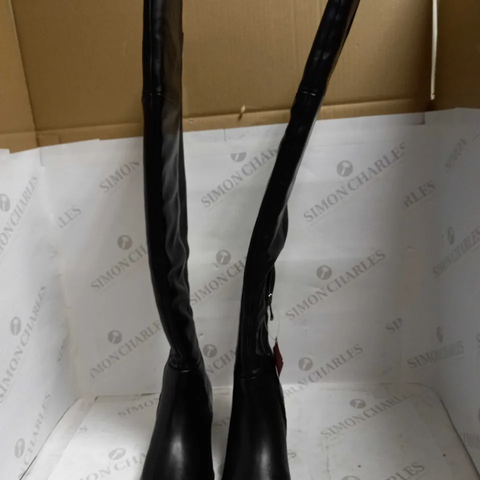 MODA IN PELLE ZARRA ELASTICATED OVER-THE-KNEE GLITZ ZIP BOOTS UK SIZE 5.5