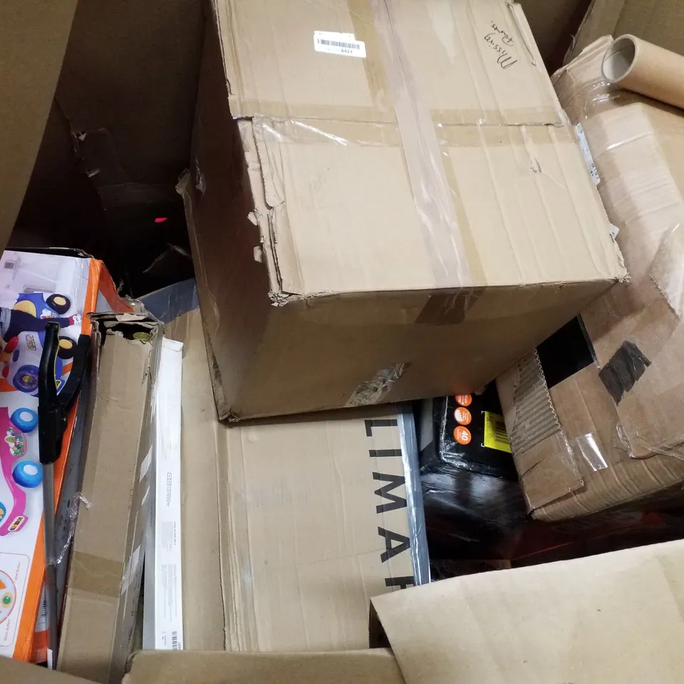 PALLET OF ASSORTED PRODUCTS INCLUDING INFLATABLE WATERPLAY SET, ROUND BALLOON ARCH STAND, FALL MAT, ANI BLUE LIGHT SCREEN PROTECTOR 