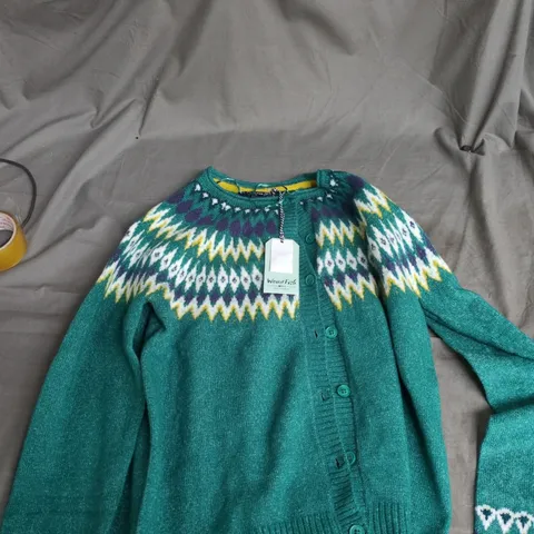 WEIRD FISH HATTY FAIR ISLE CARDIGAN – UK 16 – GREEN IVY