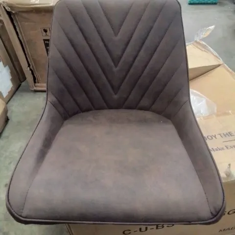 BOXED PAIR OF CHARCOAL BROWN SIDE/DINING CHAIRS 