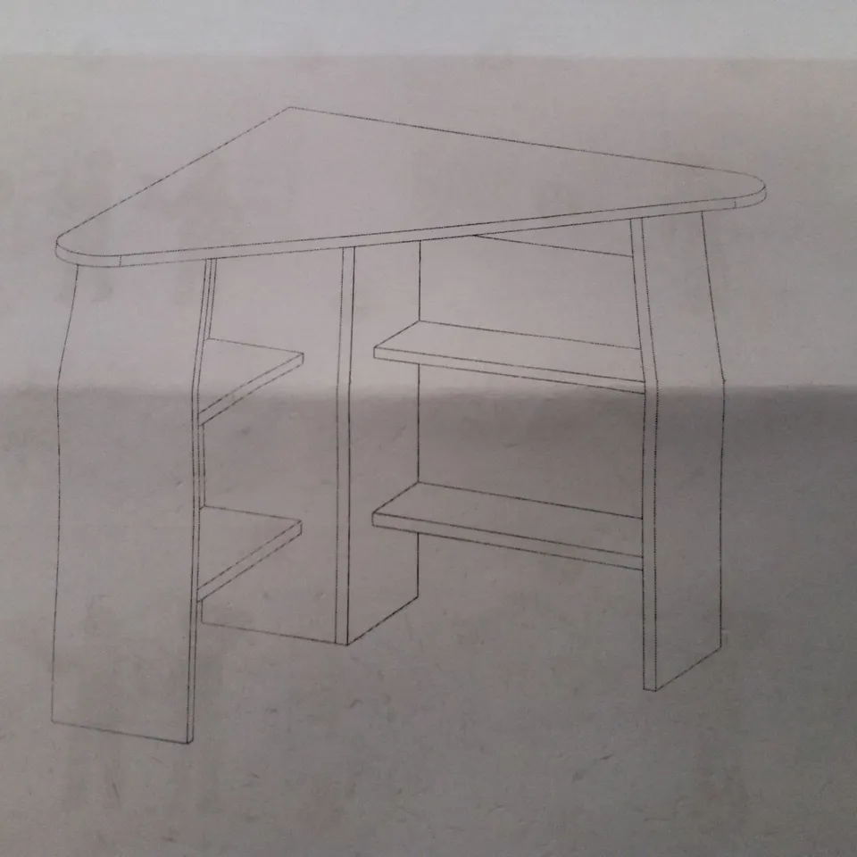 BOXED CORNER COMPUTER DESK WITH SHELVES
