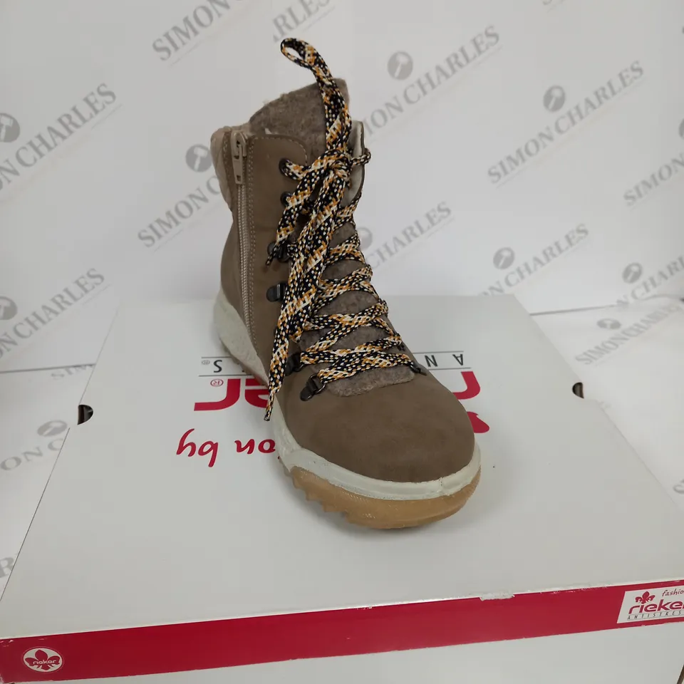 RIEKER TAUPE LACE UP BOOTS - SIZE 6