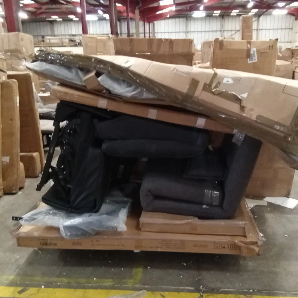 PALLET OF ASSORTED DESIGNER FURNITURE AND CHAIR PARTS AND PIECES 