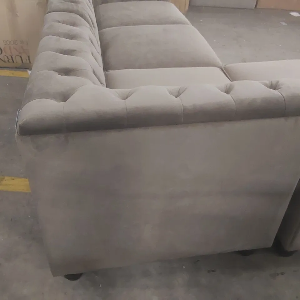 QUALITY DESIGNER VELVET UPHOLSTERED CHESTERFIELD CORNER SOFA