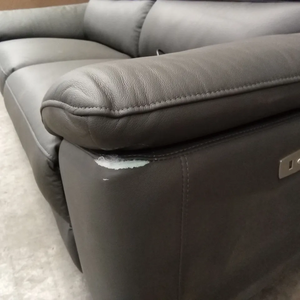 PAVILION 3 SEATER LEATHER/FAUX LEATHER POWER RECLINER SOFA - CHARCOAL RRP £1049