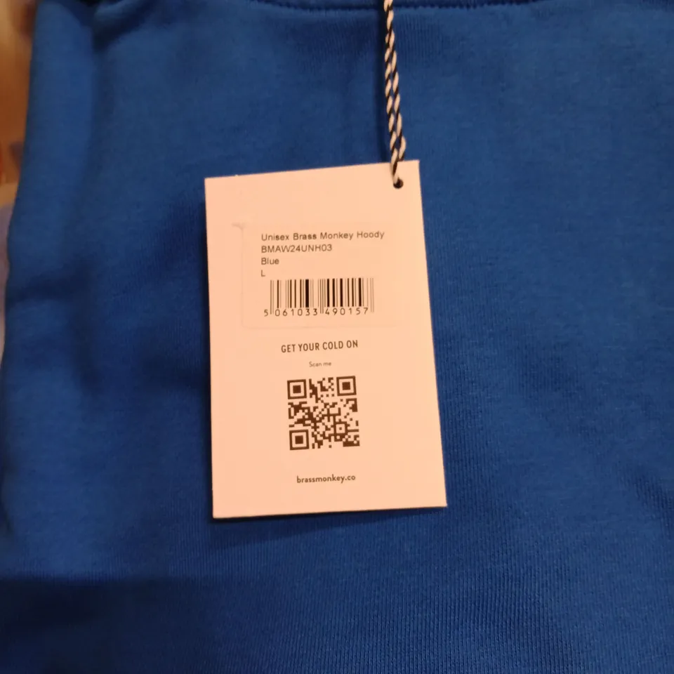 BRAND NEW BRASS MONKEY UNISEX HOODIES - APPROXIMATELY 13X // BLUE // BMAW24UNH03 // SIZE: L