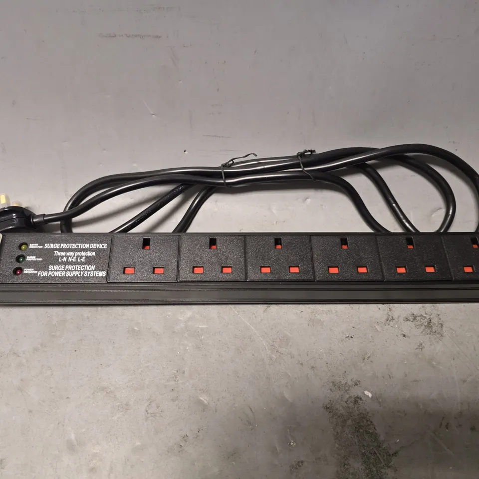 UNBRANDED BLACK SURGE PROTECTION 6 PLUG EXTENSION LEAD