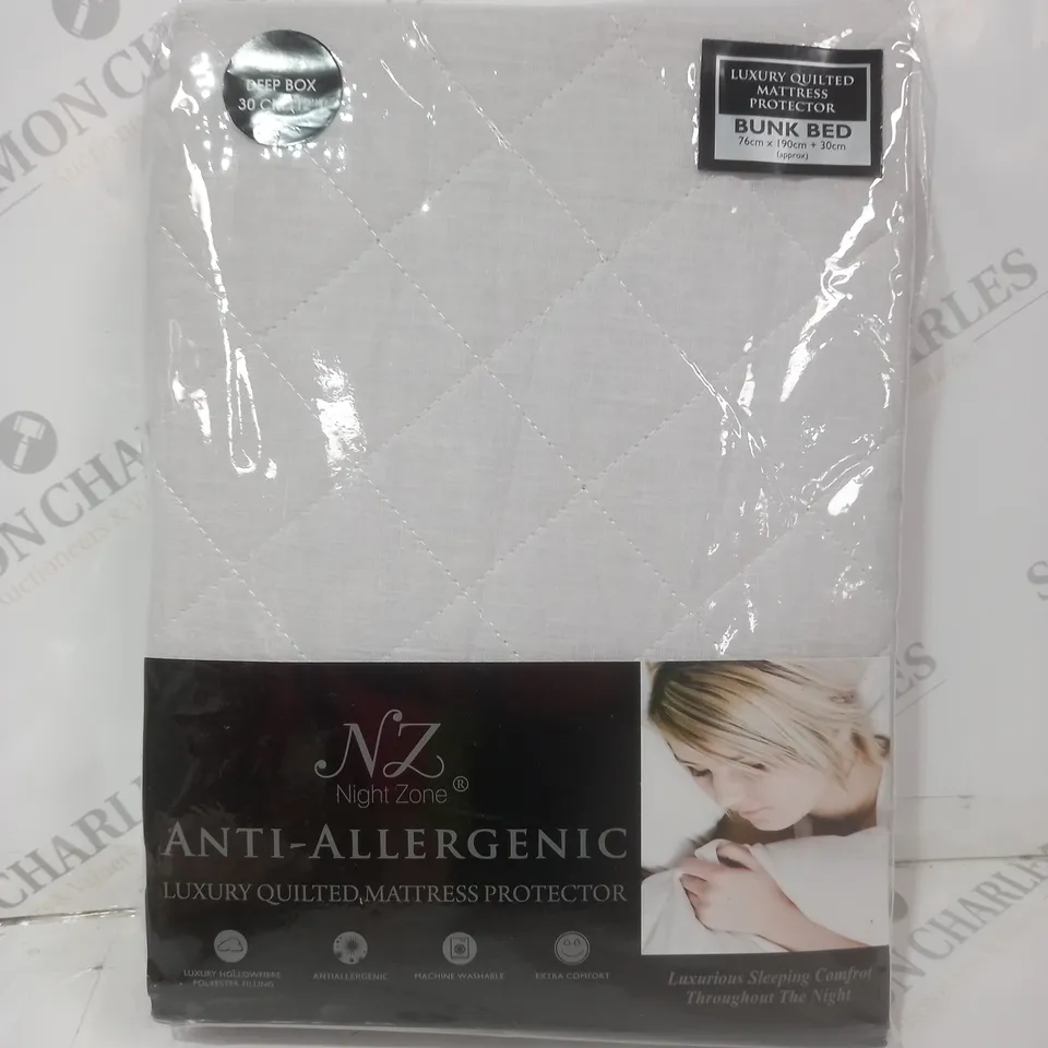 NIGHT ZONE ANTI-ALLERGENIC LUXURY QUILTED MATTRESS PROTECTOR - BUNK BED