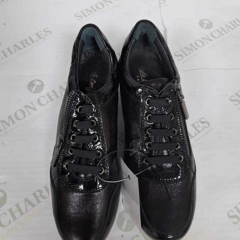 PAIR OF RUTH LANGSFORD WEDGE TRAINERS IN BLACK SIZE 5