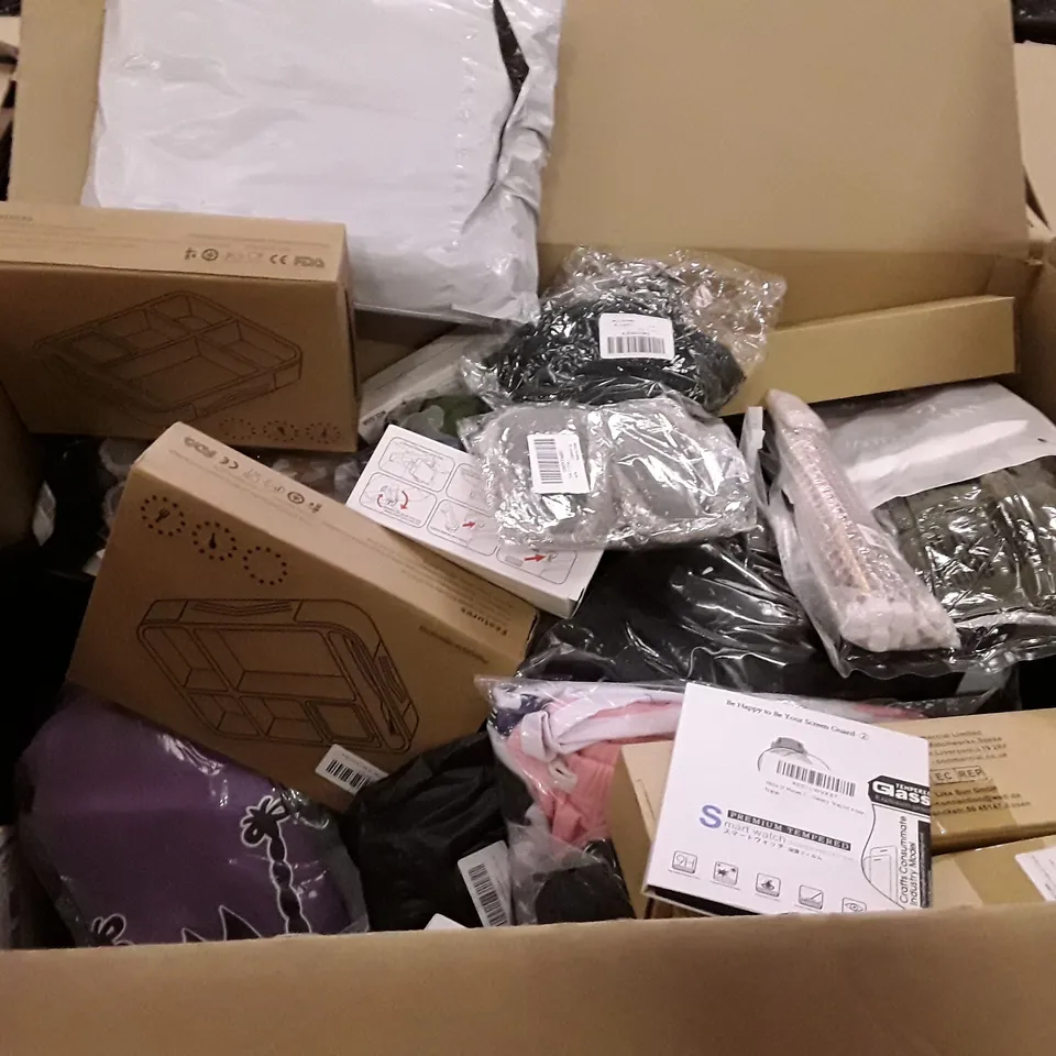 PALLET OF 6 BOXES CONTAINING ASSORTED PRODUCTS INCLUDING BLANKET, ZIPTIES, BENTO BOX, SCOTLAND HIGHLANDS & ISLANDS MAP, PHONE CASES, ARTIFICIAL FLOWERS