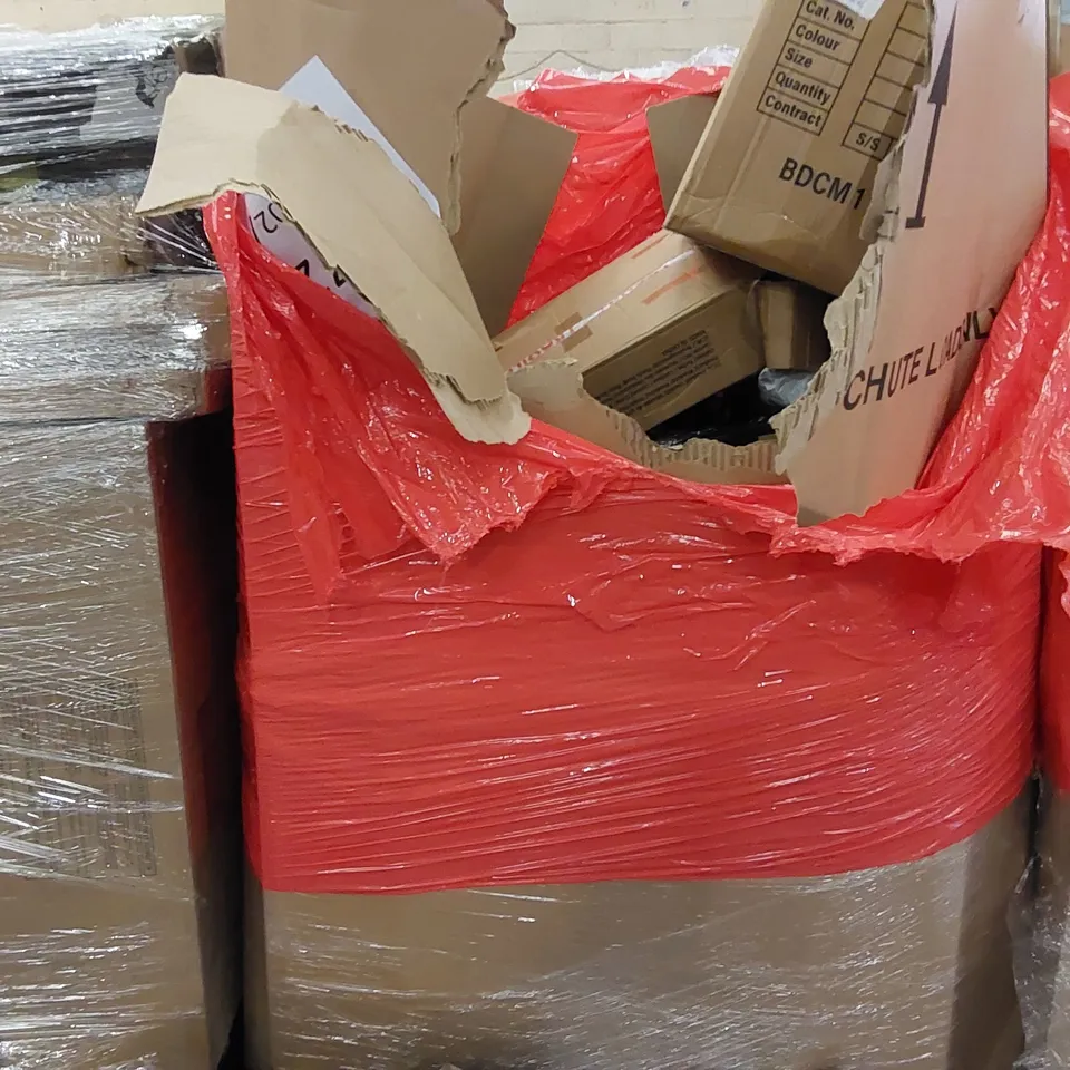 PALLET OF ASSORTED ITEMS INCLUDING: WALL MIRROR, TOILET SEAT COVER, TRAVEL PILLOW, BLINDS, JACKET