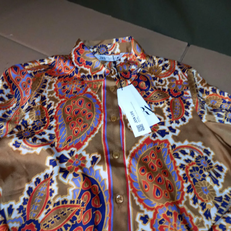 ZARA GOLD SATIN WOMENS SHIRT - MEDIUM